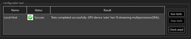 Job Manager Configuration テストの GPU リソース