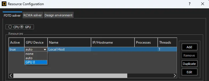 Resource設定でジョブマネージャーを「CPU」から「GPU」に切り替え